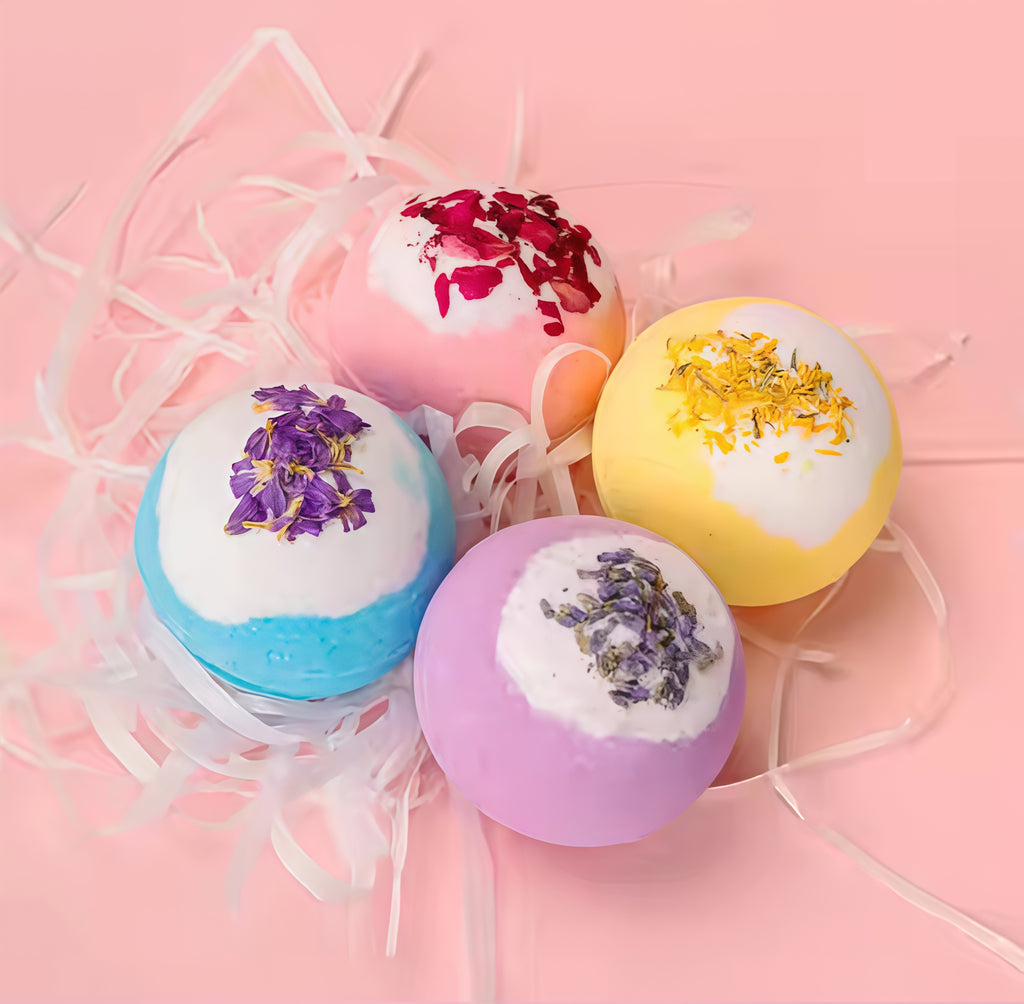 Blüten-Badebomben – 4er Geschenkset